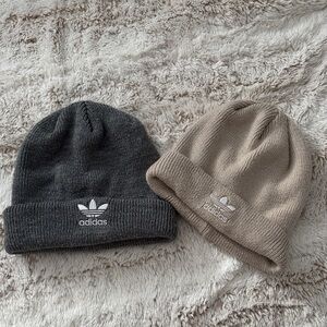 Adidas Gray and Tan Beanie Set